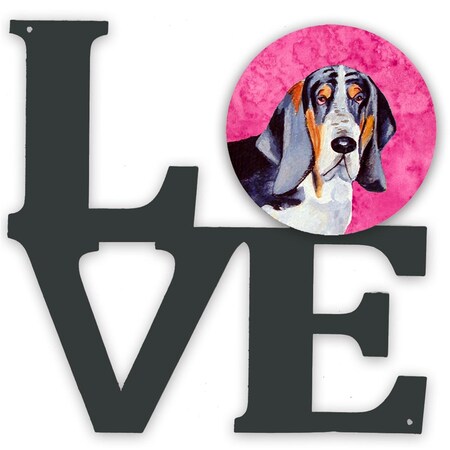 Carolines Treasures 11.5 x 11.75 in. Pink Basset Hound Metal Artwork Love Wall Decor LH9372PKWALV